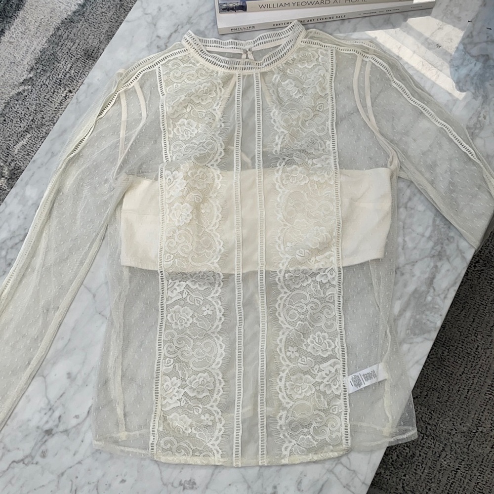 Express high neck sheer lace top